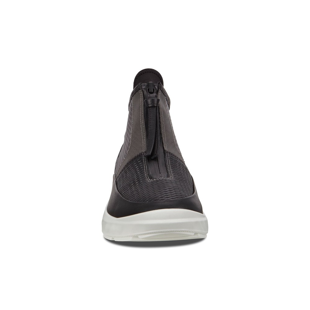 Womens Sneakers - ECCO St.1 Lite Zip High-Top - Black - 5681FKMXZ